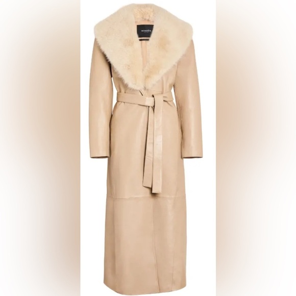 CURRENT SEASON NEW Retrofete Kieran leather long coat in latte - Picture 5 of 12